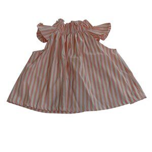 Striped Pink White Ruffled Sleeveless babydoll Top Girls Size S